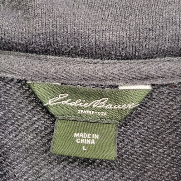 Eddie Bauer Wrap Sweater Size L Gray Cardigan One Button Knit Outdoor Casual - Picture 7 of 11